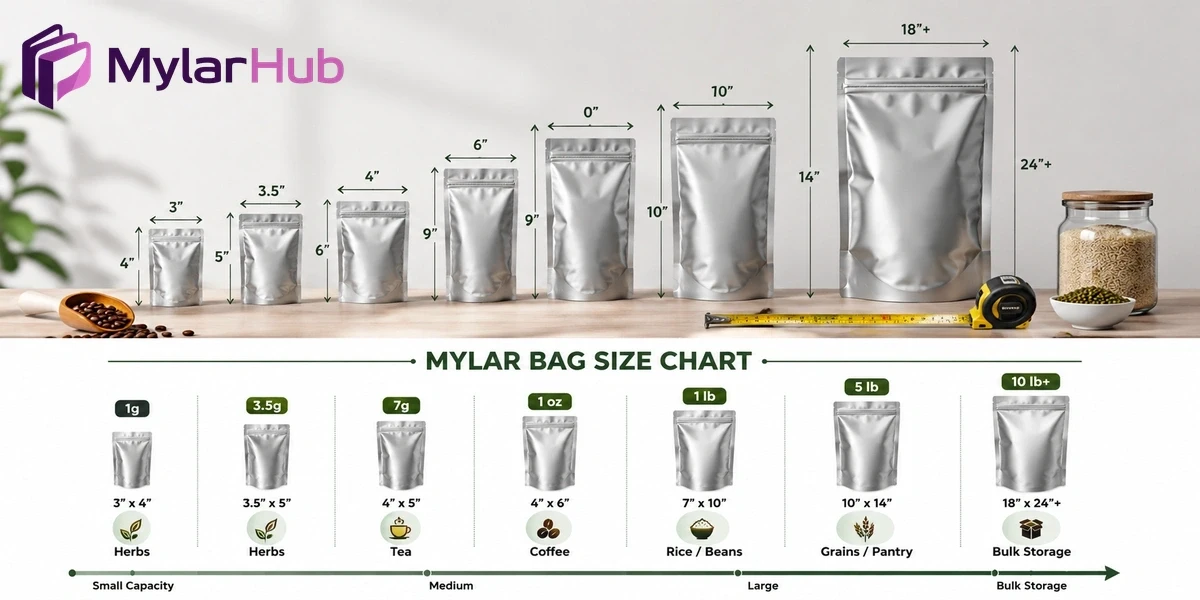Mylar Bag Size Charts: Exact Dimensions & How to Choose the Right Size?